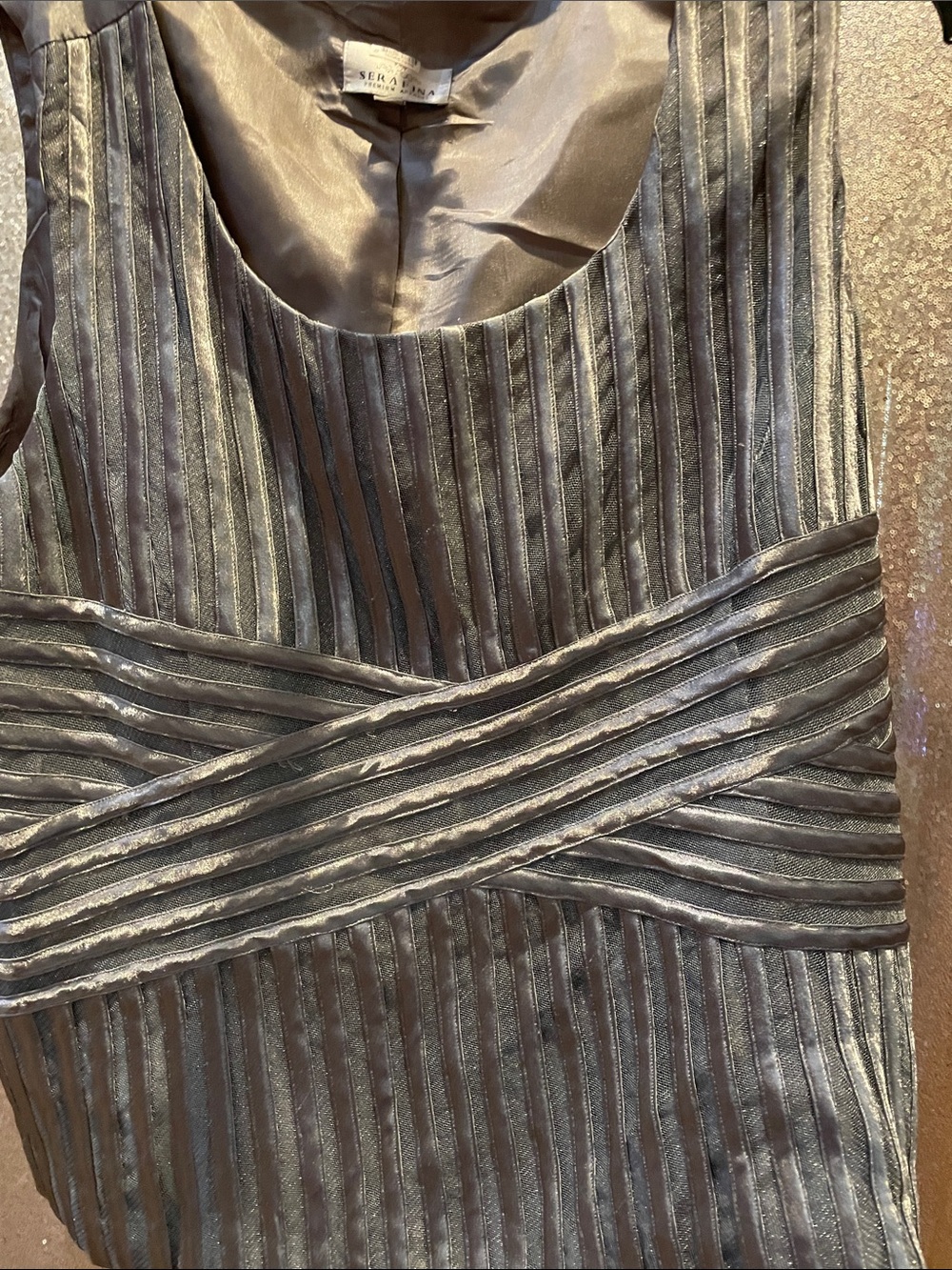 Metallic Grayish gold Pleated Women’s blouse tank